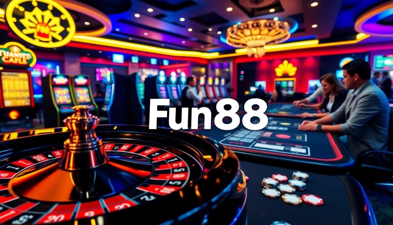 Experience thrilling games and betting with Fun88 at a lavish online casino setting filled with excitement.