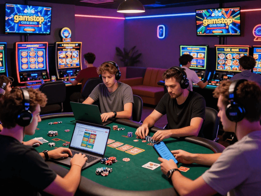 Players enjoying a thrilling experience at casinos not on gamstop with vibrant gaming setups.