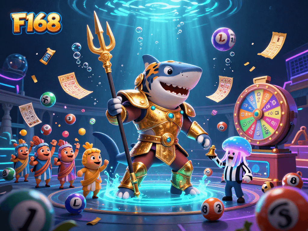Experience exciting gameplay with F168's vibrant lottery scene featuring dynamic colored balls.