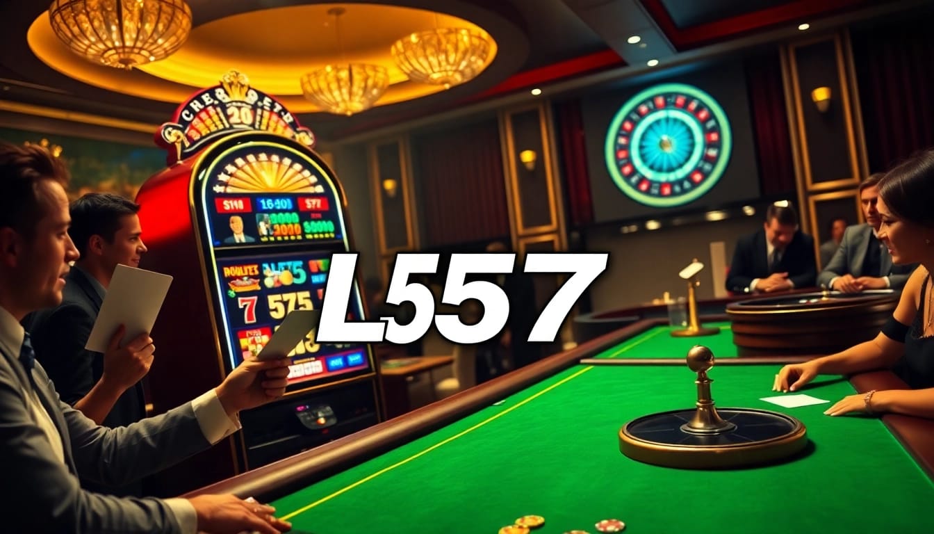 Players enjoying L567 slot machines amidst vibrant casino energy and excitement.