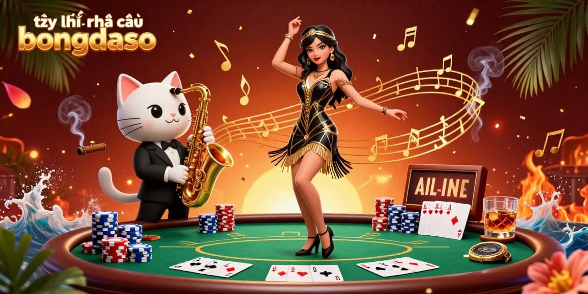 Experience the thrill of tỷ lệ nhà cái bongdaso with engaging casino elements and vibrant characters in a dynamic illustration.