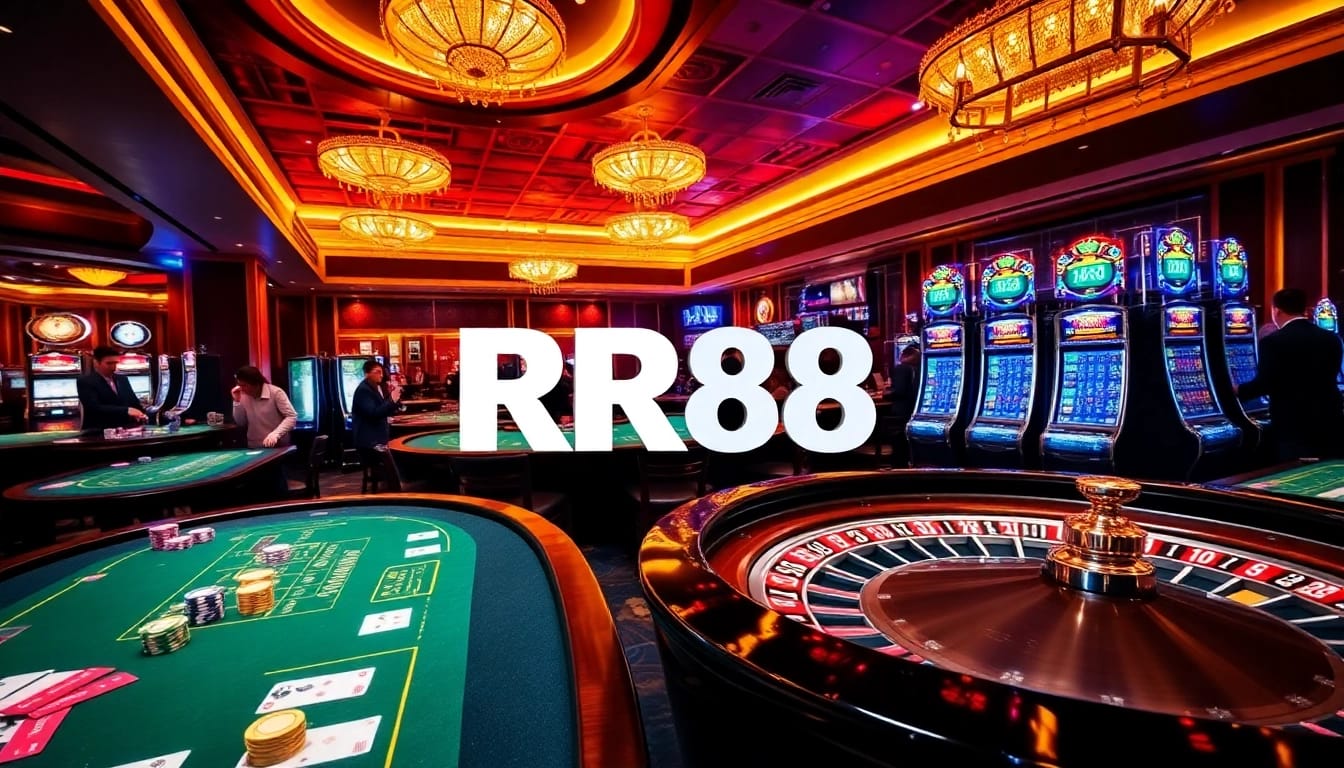 Players enjoying exhilarating games at RR88 casino, showcasing vibrant tables and engaging gameplay.