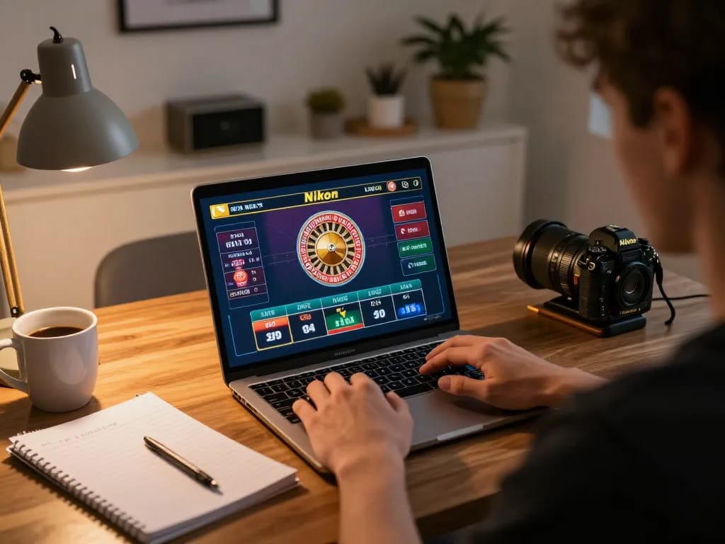 Engaging in online gaming on sc88hd laptop with roulette experience focused on responsible betting.