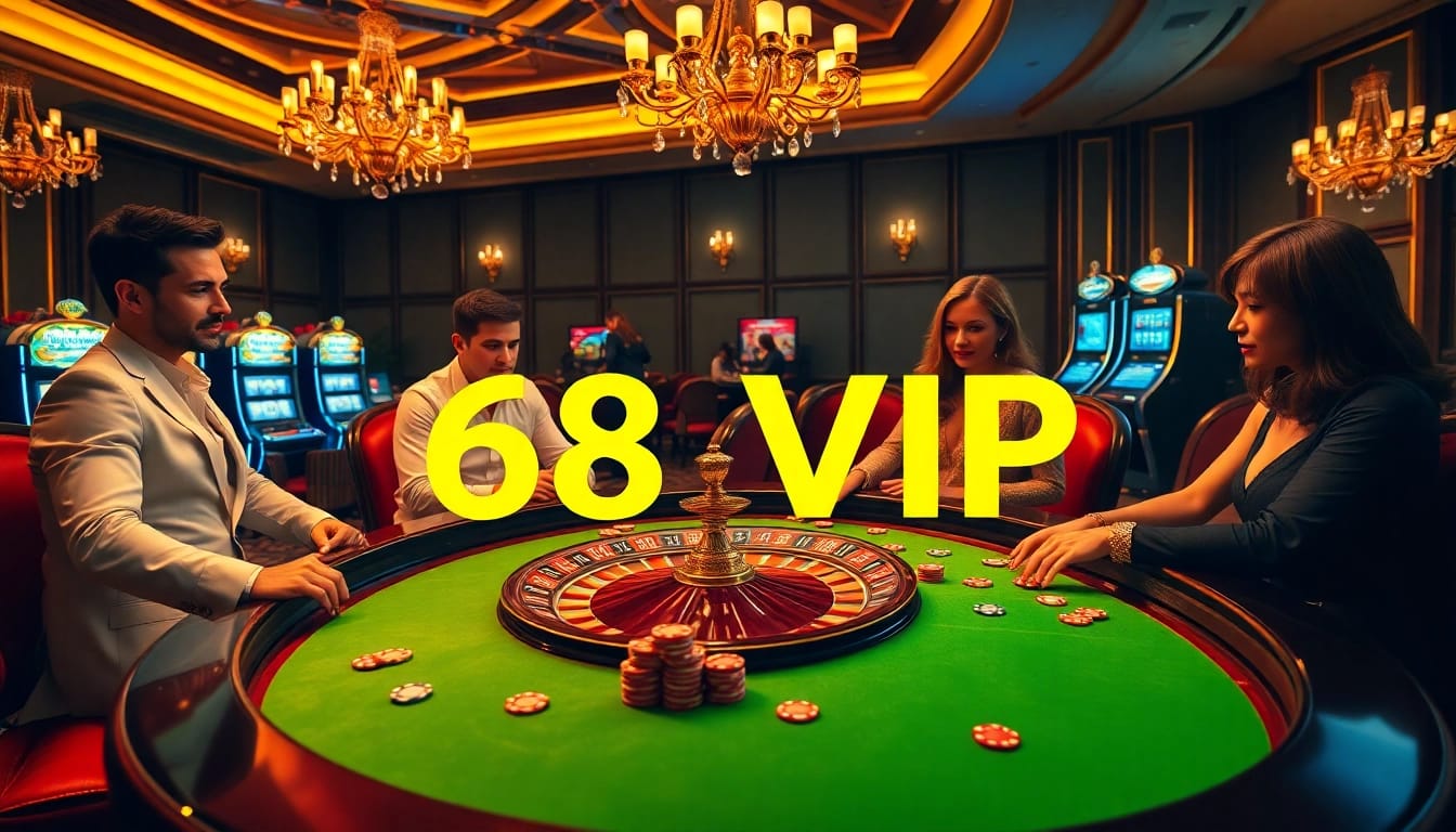 Players engaging at the 68VIP luxurious roulette table, showcasing excitement in high-stakes gambling.