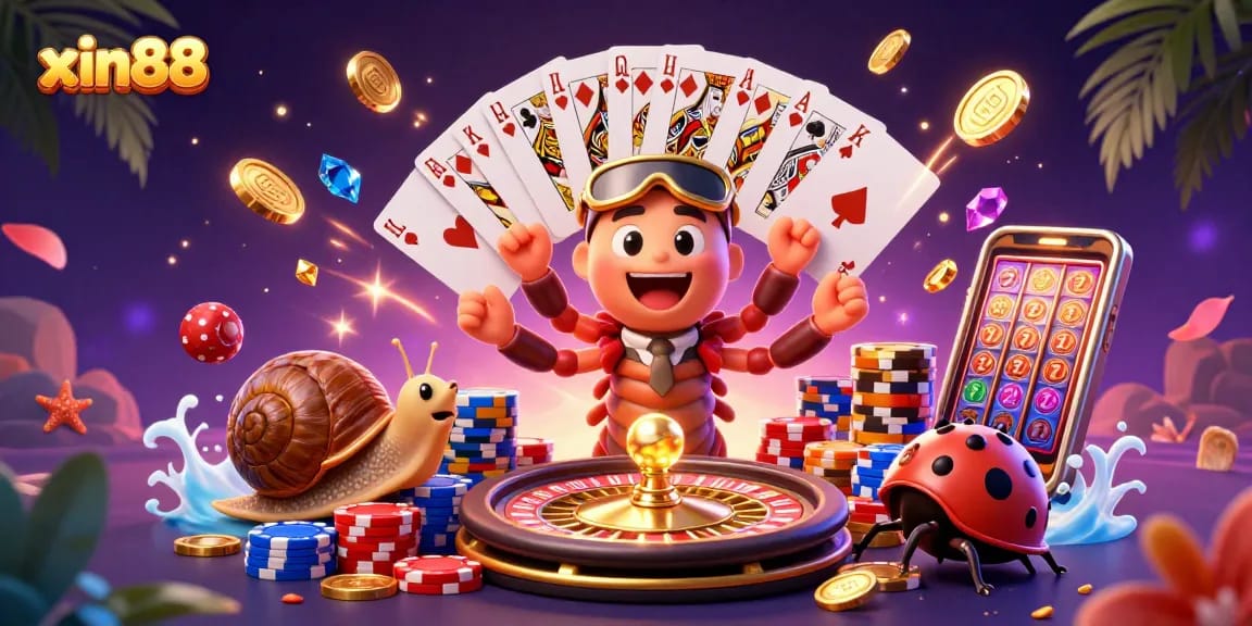 Experience exciting gameplay at xin88 with a whimsical 3D casino scene filled with vibrant characters and dazzling elements.
