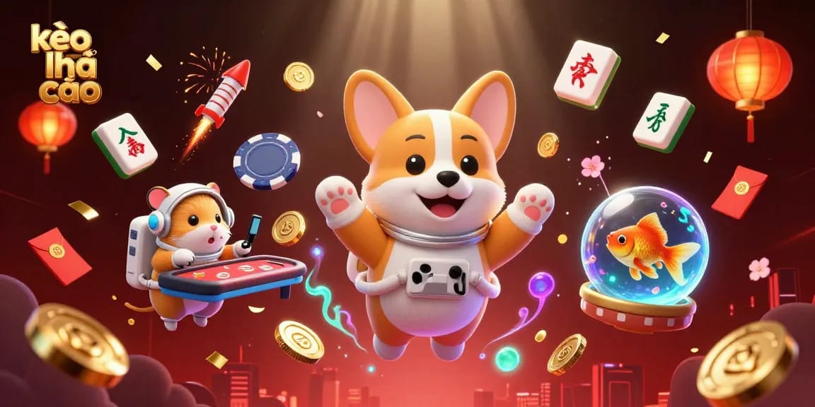 Experience kèo nhà cái in an ultra-detailed 3D casino scene with floating characters and vibrant elements