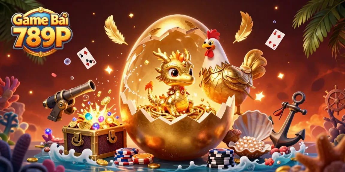 Experience the excitement of Game Bài 789P with a golden dragon amidst vibrant casino elements.