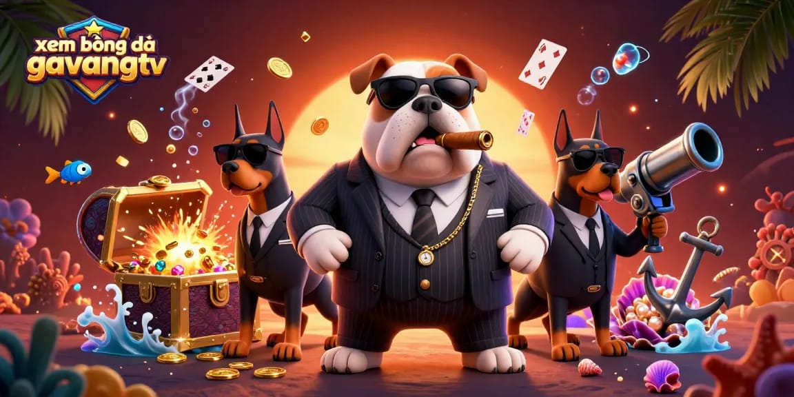 xem bóng đá gavangtv showcases an engaging mafia-themed casino scene full of vibrant game elements.