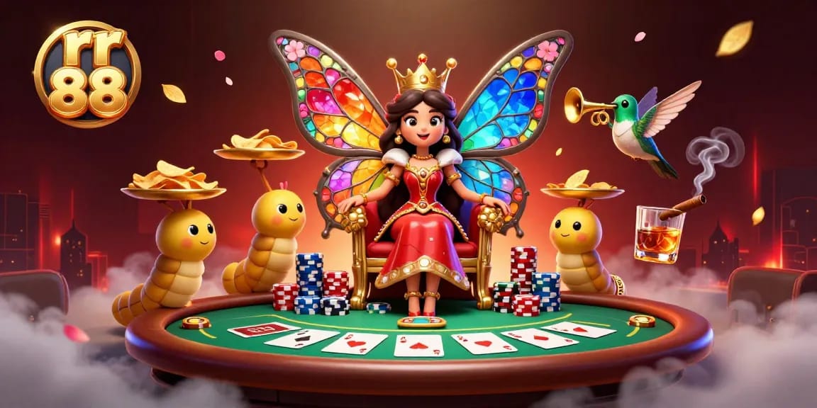 Engage in thrilling gameplay at rr 88 with vibrant casino characters and poker elements.