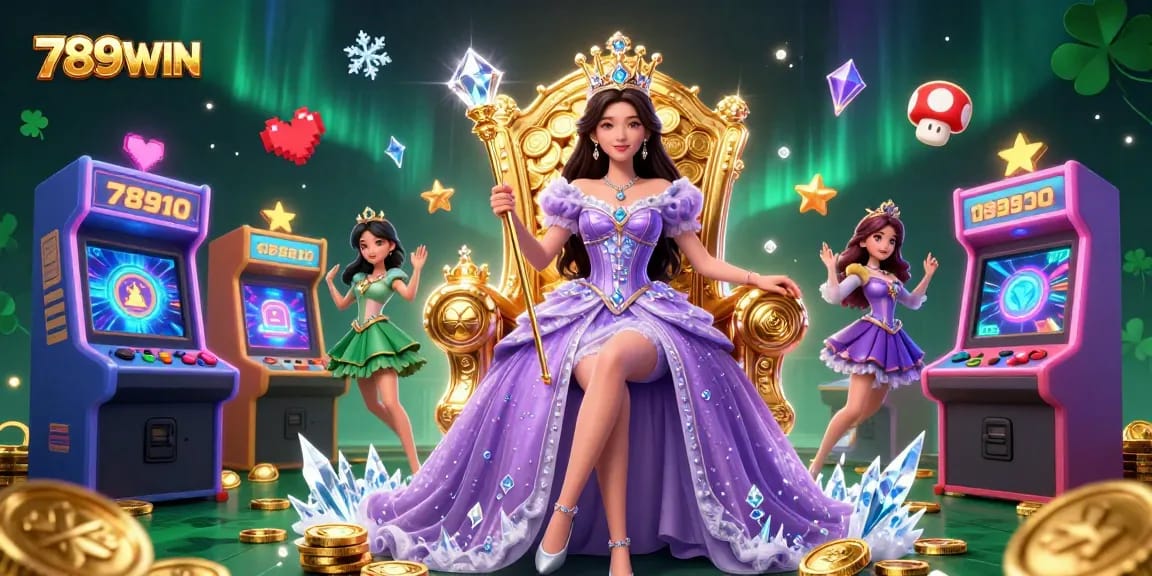 Engage with thrilling slots at 789WIN, where a stunning royal character represents the excitement of winning.