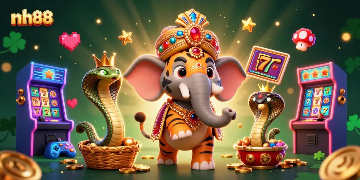 Engage with thrilling slots and jackpots at nh88, illustrated with 3D characters in a vibrant casino scene.