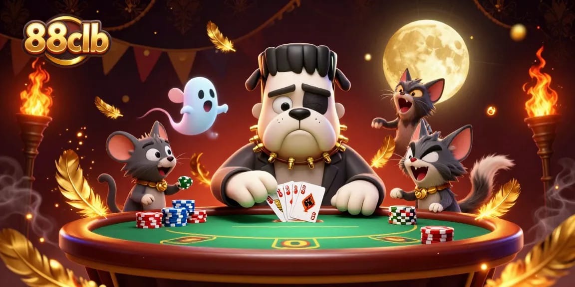 Play poker with 88clb's lively characters, showcasing a vibrant scene filled with excitement and fun.