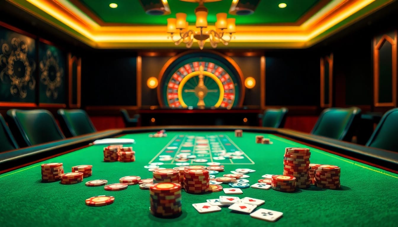 Gamblers strategizing at the poker table in a luxurious setting on https://bem88.com, showcasing excitement and professionalism.