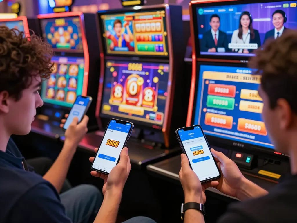 S666 gaming scene with players enjoying mobile app and vibrant promotions in action.