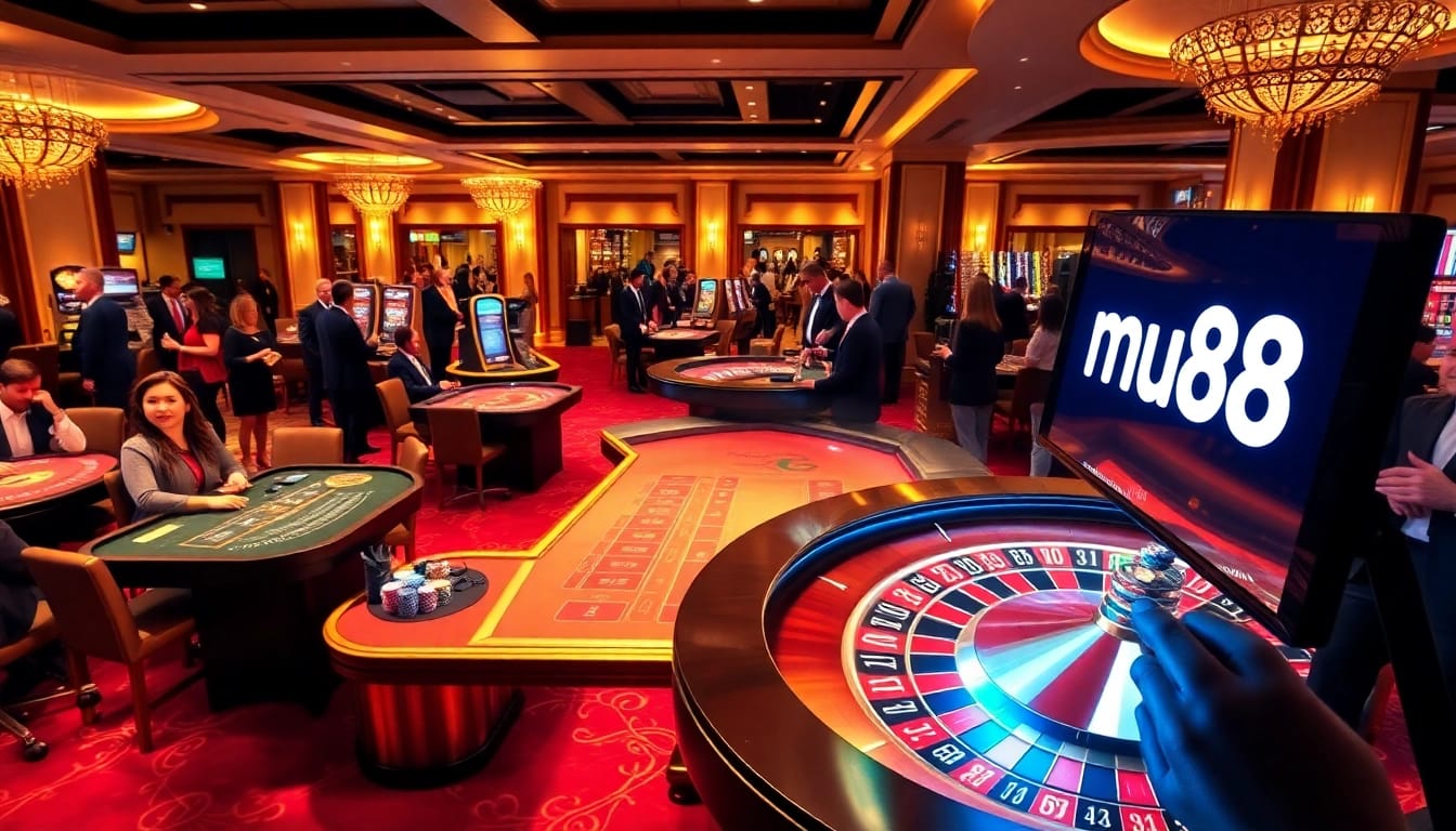 Experience excitement at mu88 casino with diverse games and vibrant gambling atmosphere.