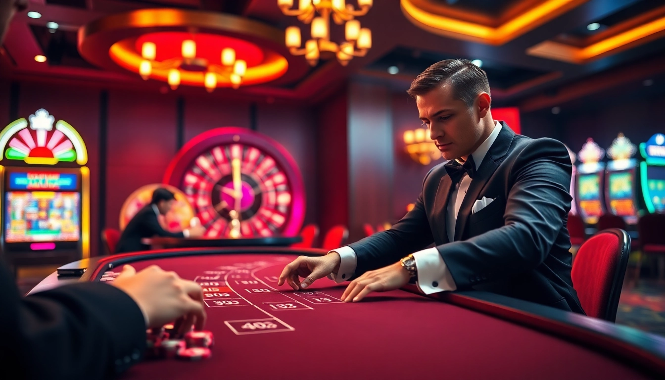 Experience the thrill of gambling at https://11win12.com/ with an engaging blackjack scene featuring players and poker chips.