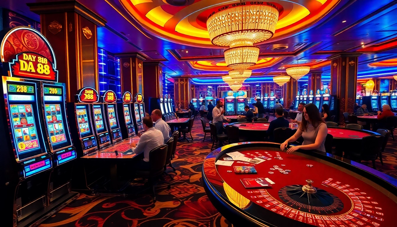 Players enjoying an exciting da 88 casino experience with vibrant slot machines and table games.