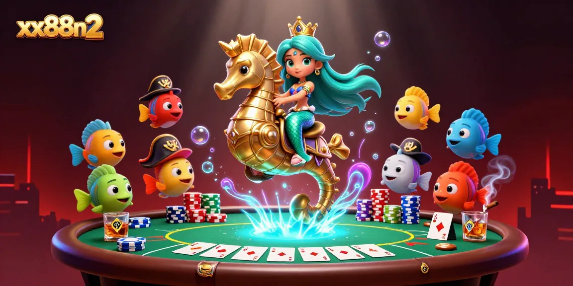 Players engage in thrilling poker at xx88n2 with vibrant characters and casino elements.