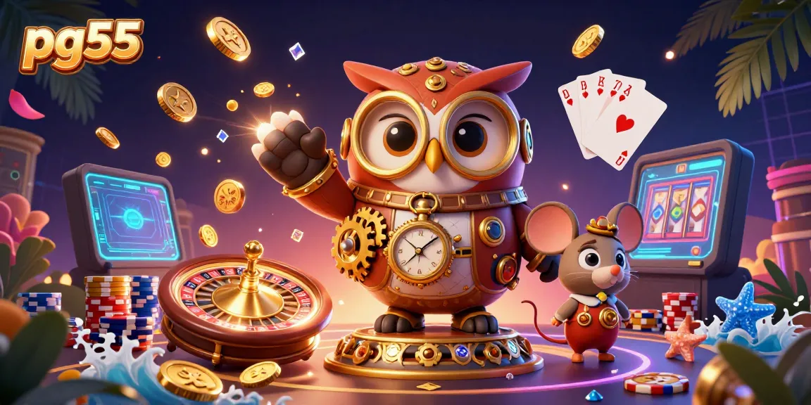 Experience exciting casino action at pg55 with vibrant characters and dynamic game elements.