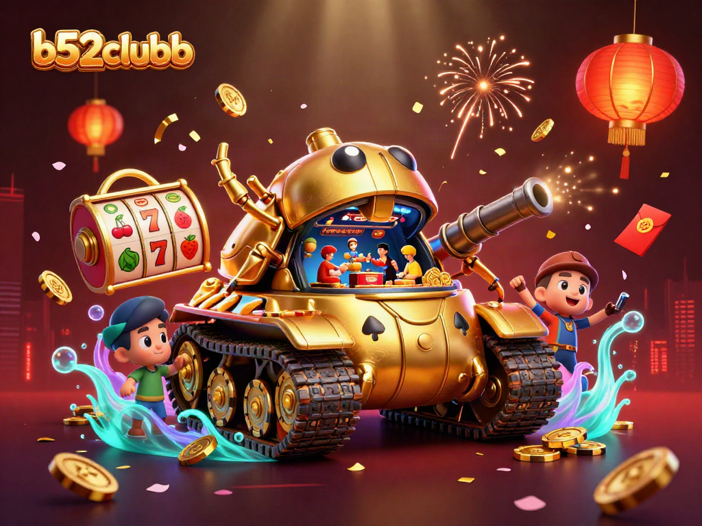 Play slots and enjoy vivid casino action with b52clubb's vibrant 3D illustration overflowing with excitement.