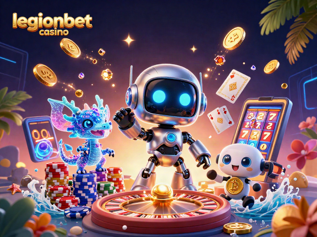 Join the excitement at legionbet casino with 3D characters and a vibrant casino scene.