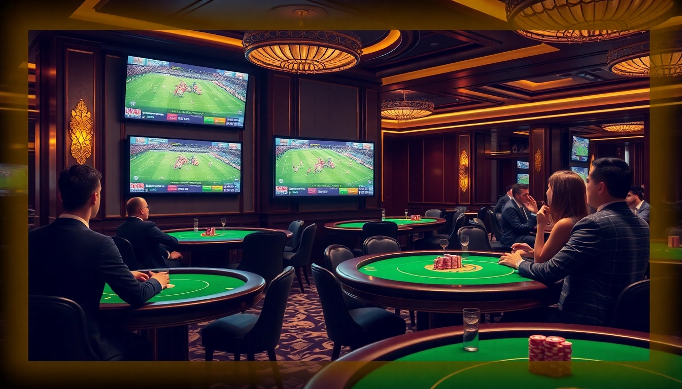 Experience the excitement of online football betting with cakhiatv in a vibrant casino setting.