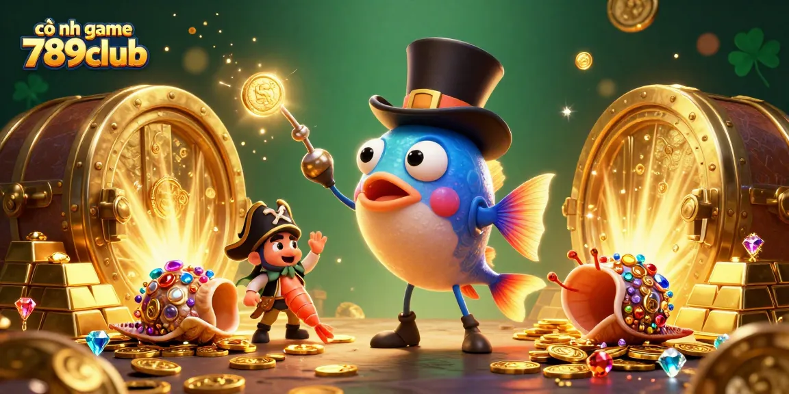 Engage with the thrilling cổng game 789club as animated characters attract coins in an underwater treasure scene.