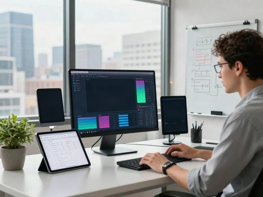 SEO specialist using instant indexing tools in a modern workspace