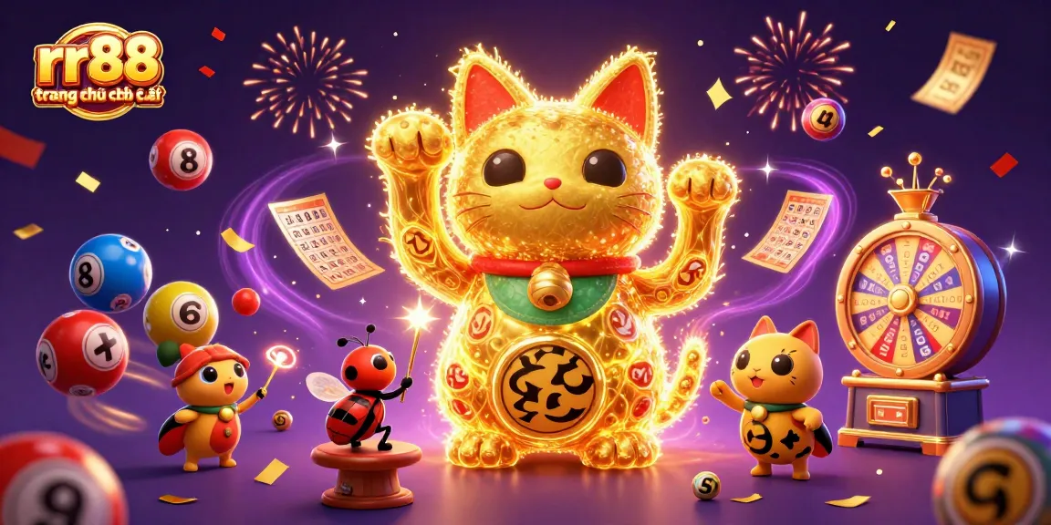 Engage with the exhilarating rr88 trang chủ chính thức as golden fireflies form a lucky cat amidst casino symbols.