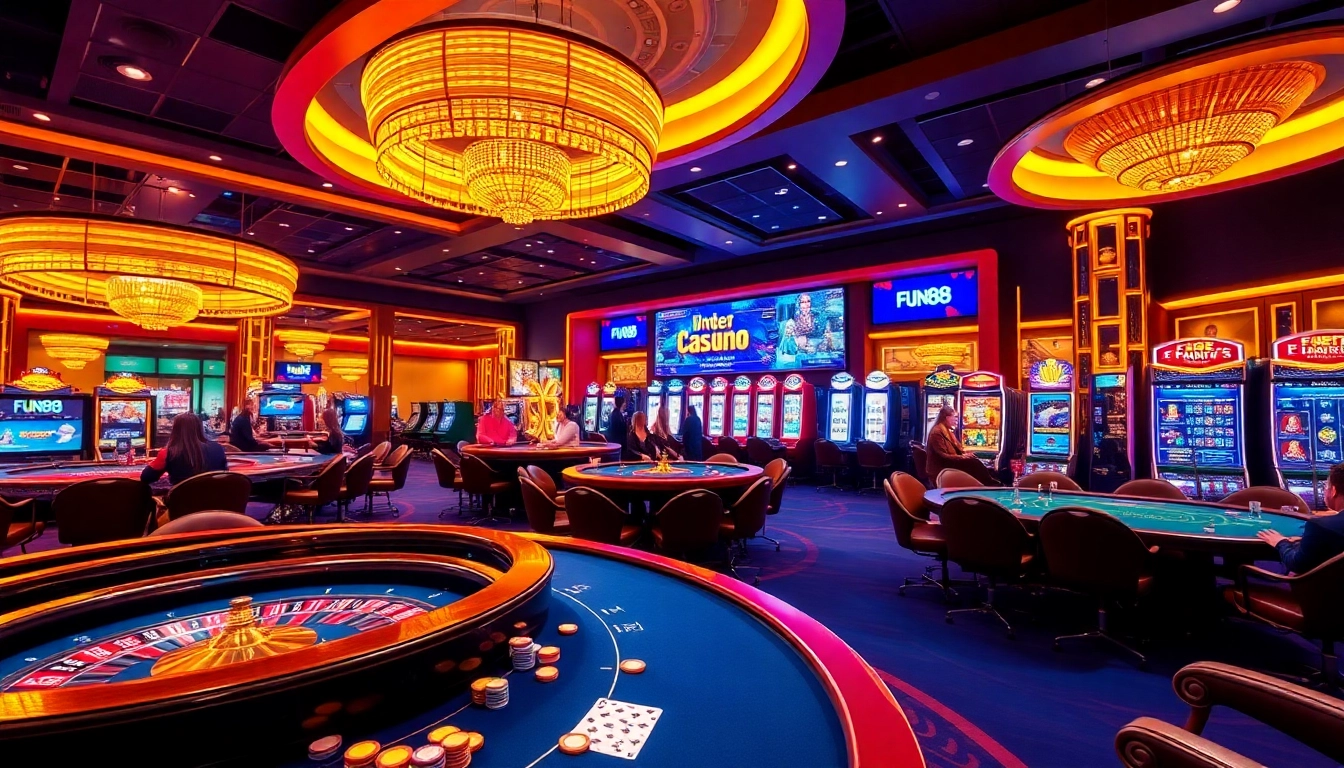 Experience the excitement of Fun88's upscale online casino with vibrant gaming tables and thrilling action.