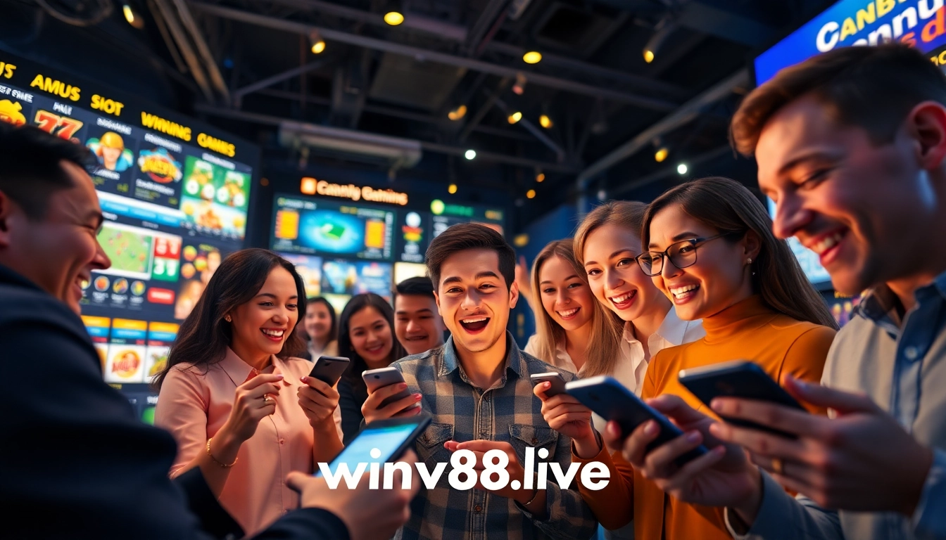 Players celebrating wins on winvn88.live, highlighting vibrant online betting and casino games.