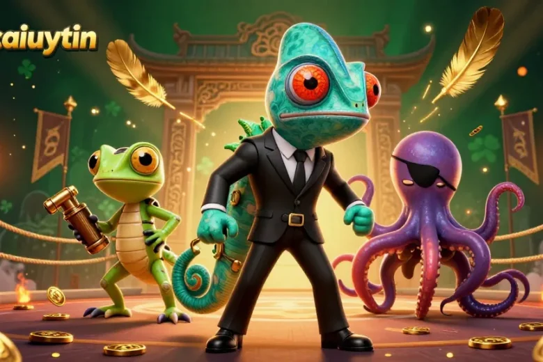 Engage with nhacaiuytin's thrilling casino action featuring a secret agent chameleon, tech-savvy gecko, and villainous octopus.